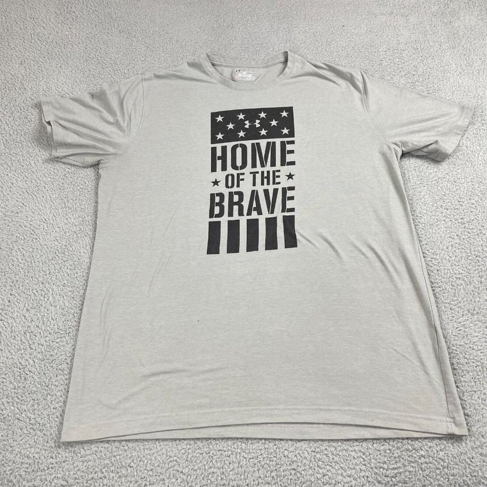 Under Armour Mens 2xl Gray T Shirt Home Of The Brave Heat Gear Loose Used